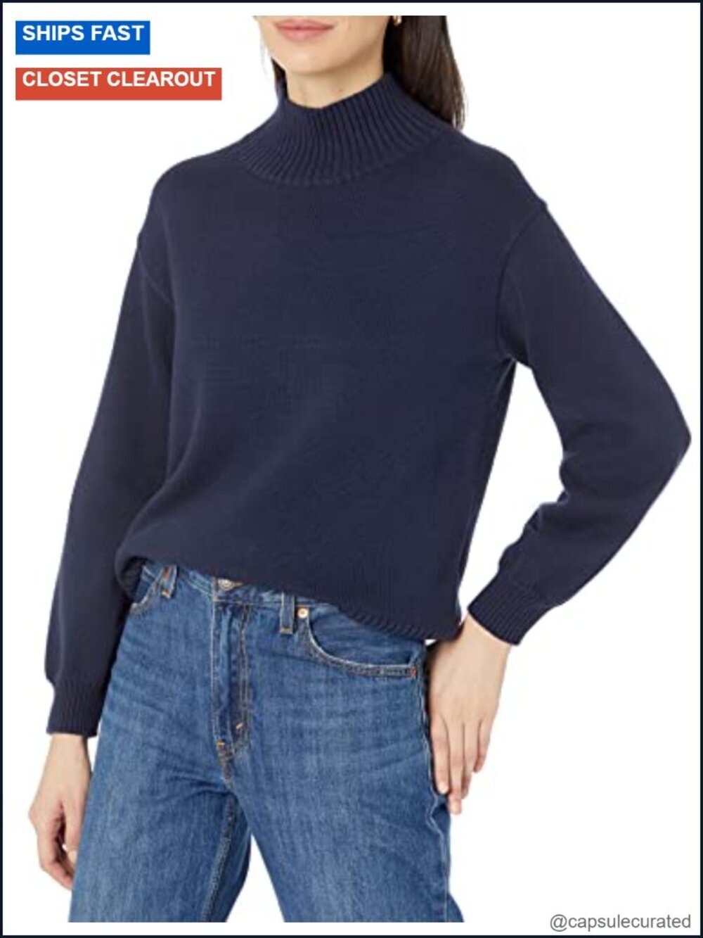 Women's Cotton Pullover Sweater Funnel-Neck Plus Size